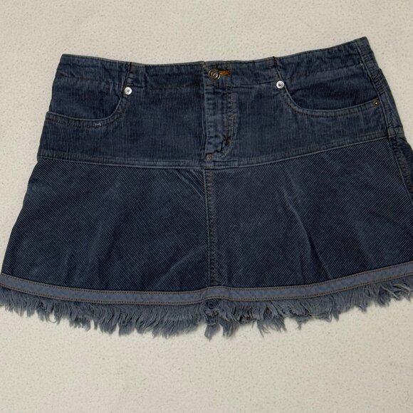 NWT Juicy Couture Corduroy Back Tie Mini Skirt - Loyal (Blue Gray) - Size L - Picture 5 of 7